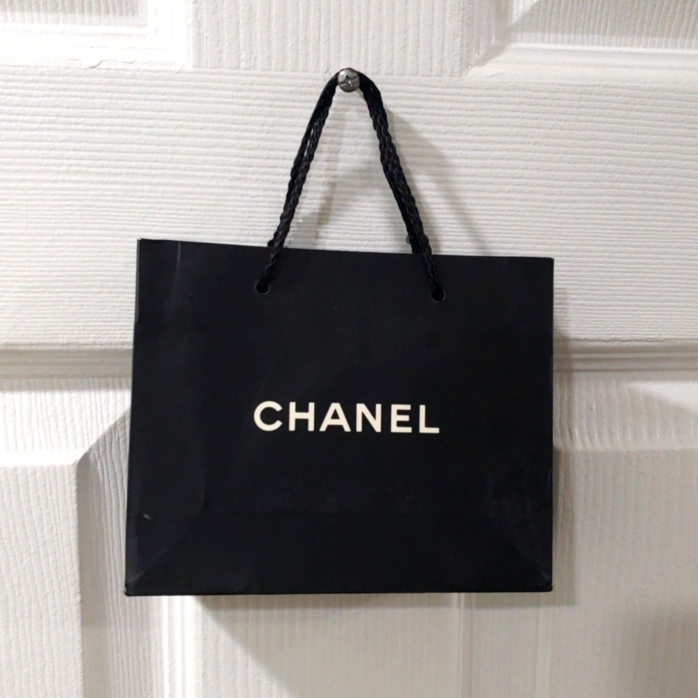 CHANEL Black & White Paper Small Gift Shopping Bag, Luxury Sized 5.75 x 4.75 x 2